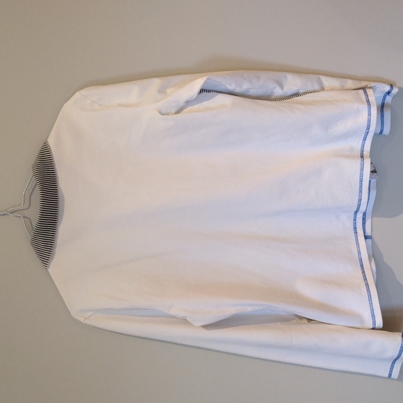 Orly White Blue Stripe Zip Up Lightweight Cotten Jacket Size Large - Picture 5 of 6